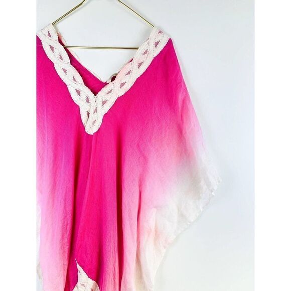 SOFT SURROUNDINGS Womens poncho Petite Size PL PXL Linen Pink Tunic Cove - Picture 3 of 7